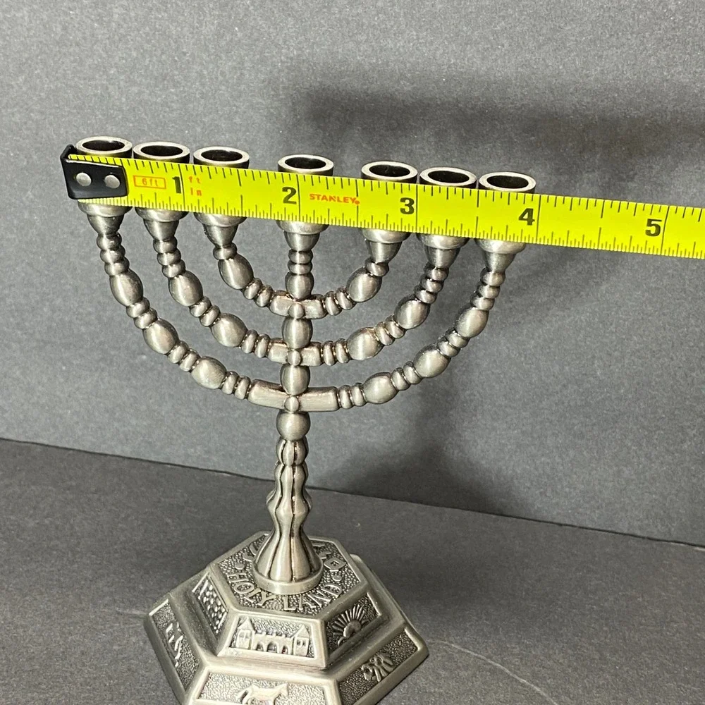 Vintage 12 Tribes of Israel Metal Hanukkah Menorah Jewish Candelabra Religious‎